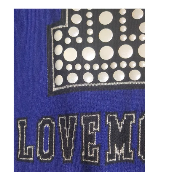 Royal Blue LOVE MOSCHINO Pearly Accent Cotton Sweater SZ Medium - Picture 3 of 7